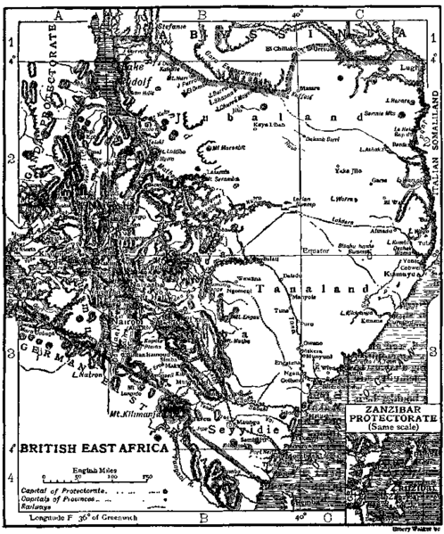 British East Africa included Kenya and Tanzania (then Tanganyika). Source: www.wikimedia.org.